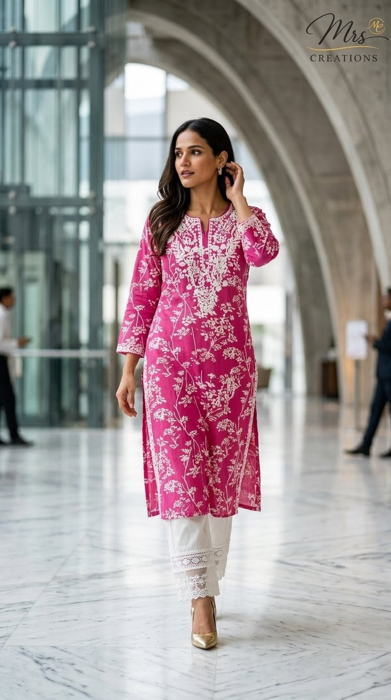Pant kurti set side and back view - Mrs Creations