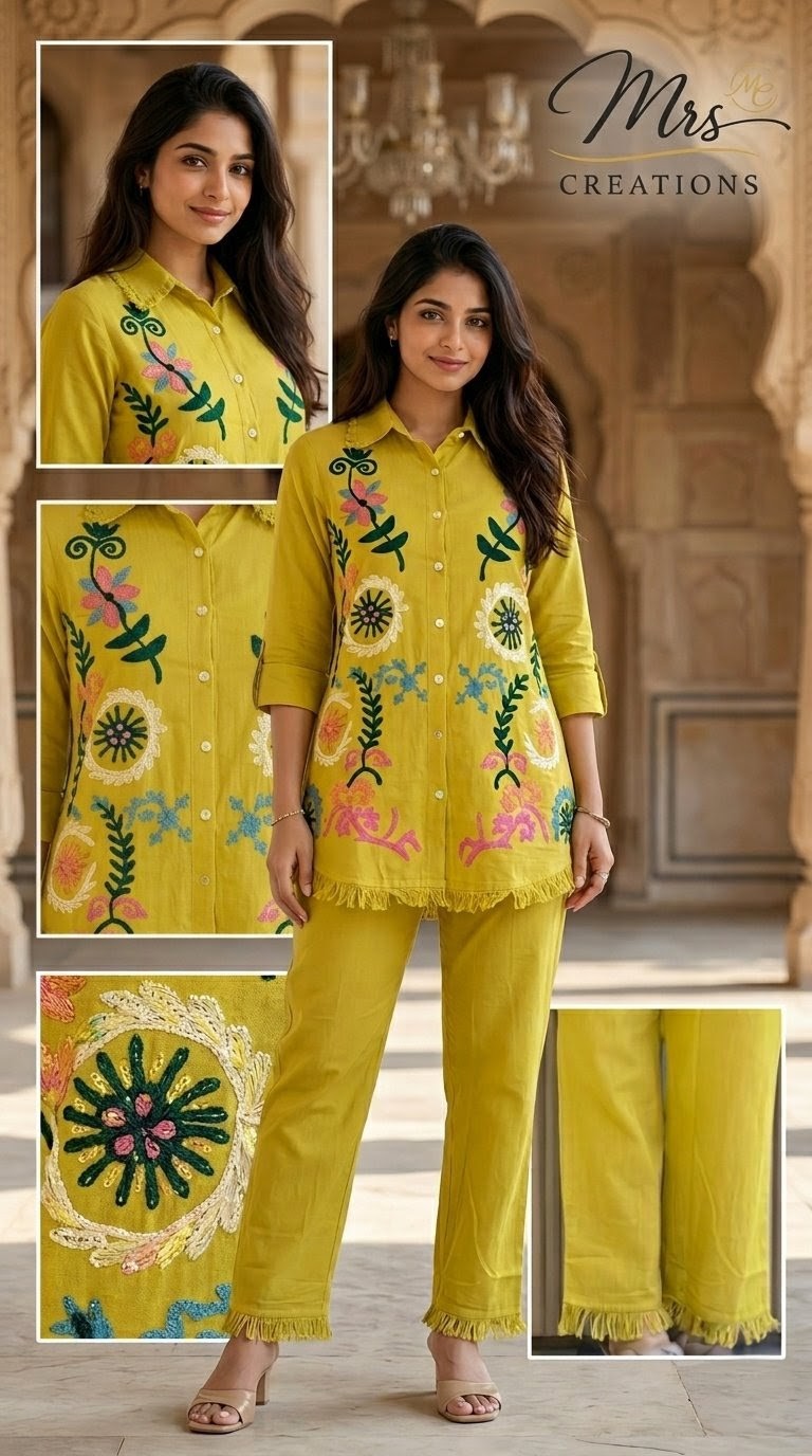 Navy blue embroidered kurti back view - Mrs Creations