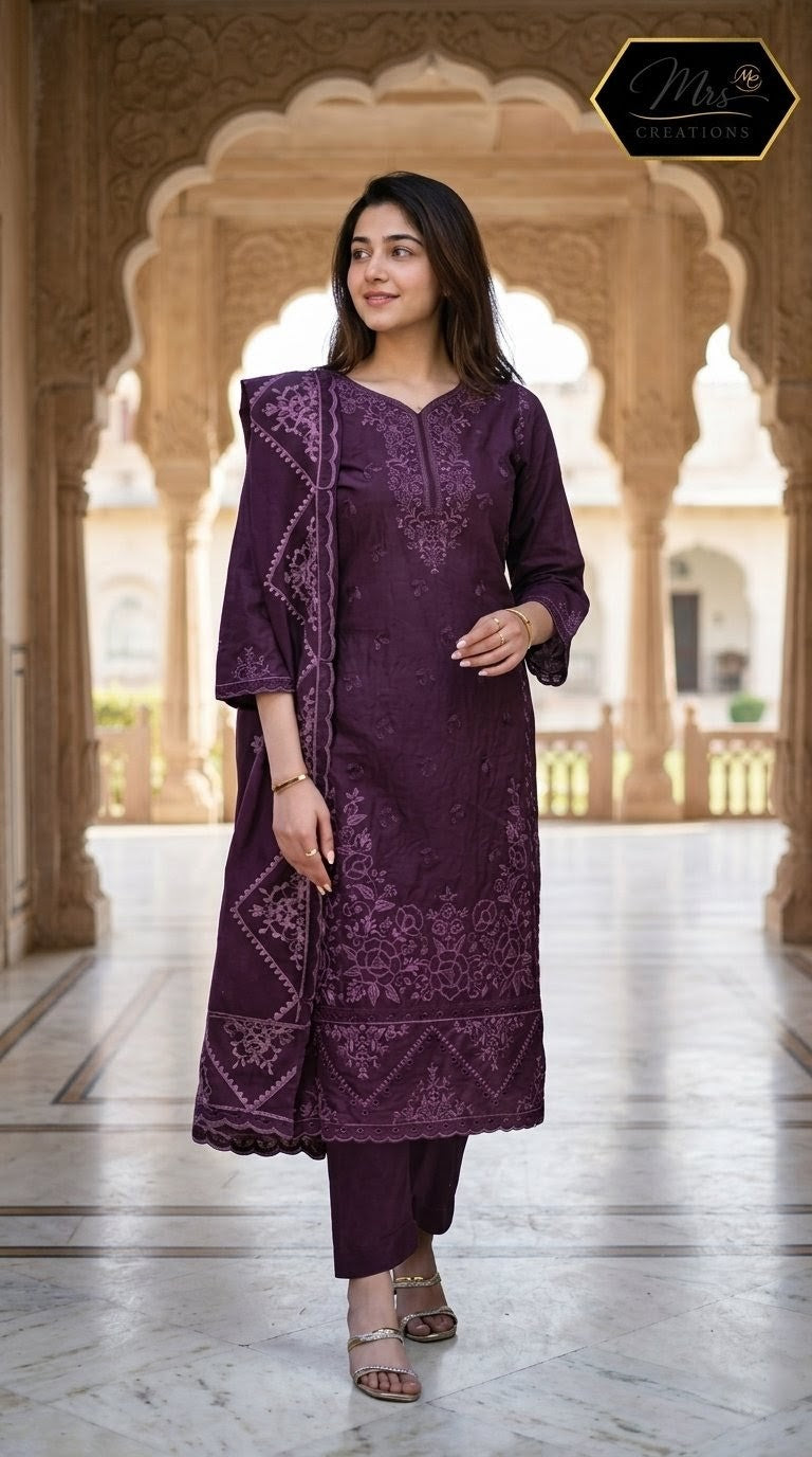 Jade Ombre unstitched suit top embroidery detail - Mrs Creations