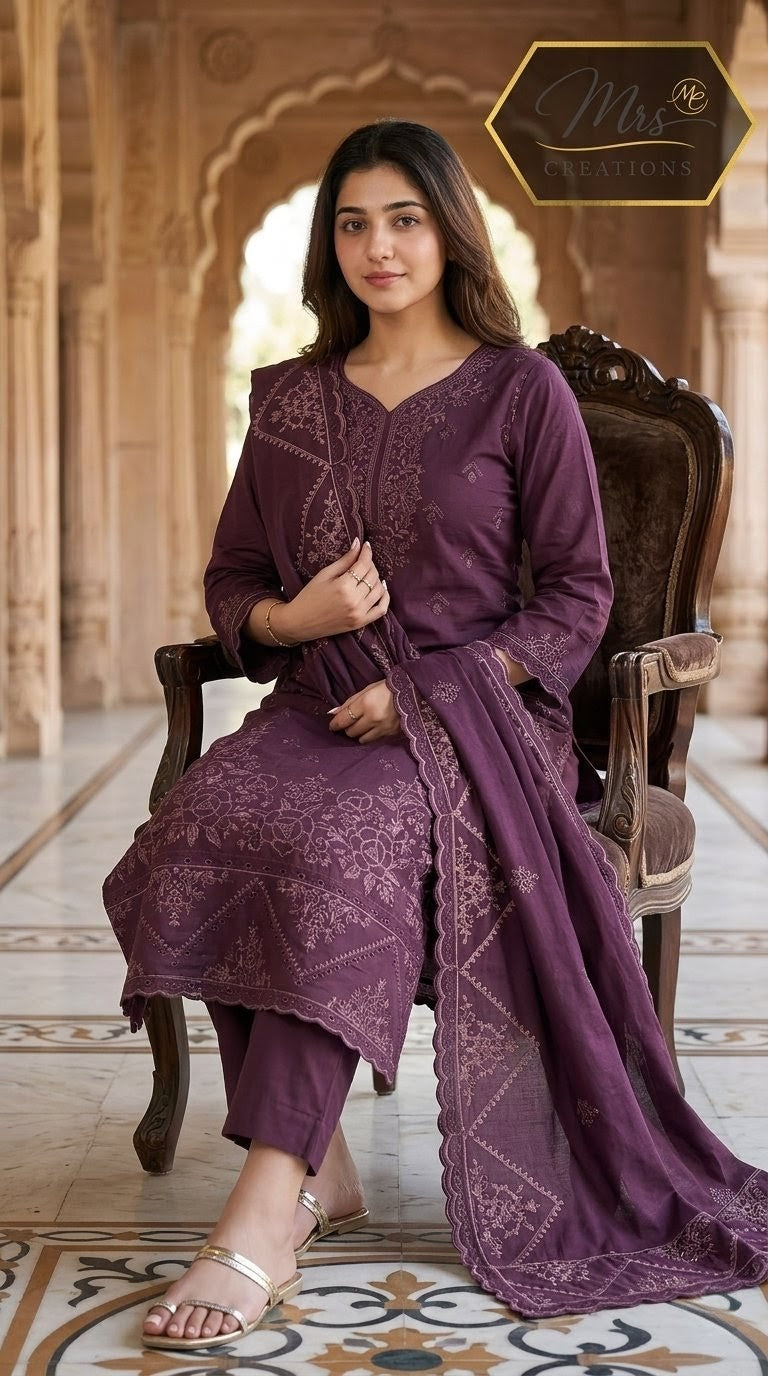 Jade Ombre suit dupatta embroidery close-up - Mrs Creations